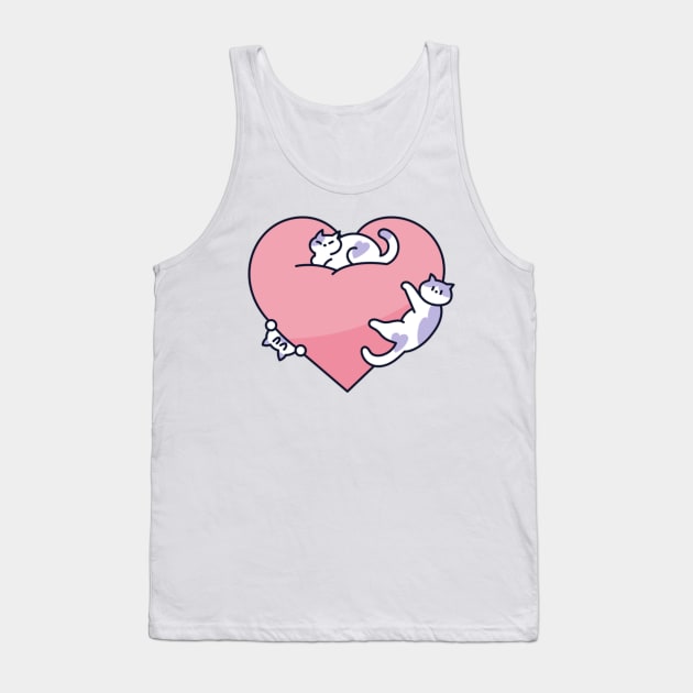 Cats on a Big Heart Tank Top by kyokyyosei